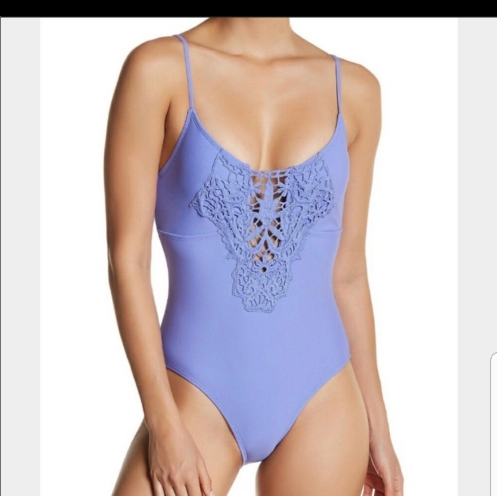 Lilac crocheted one piece bathing suit